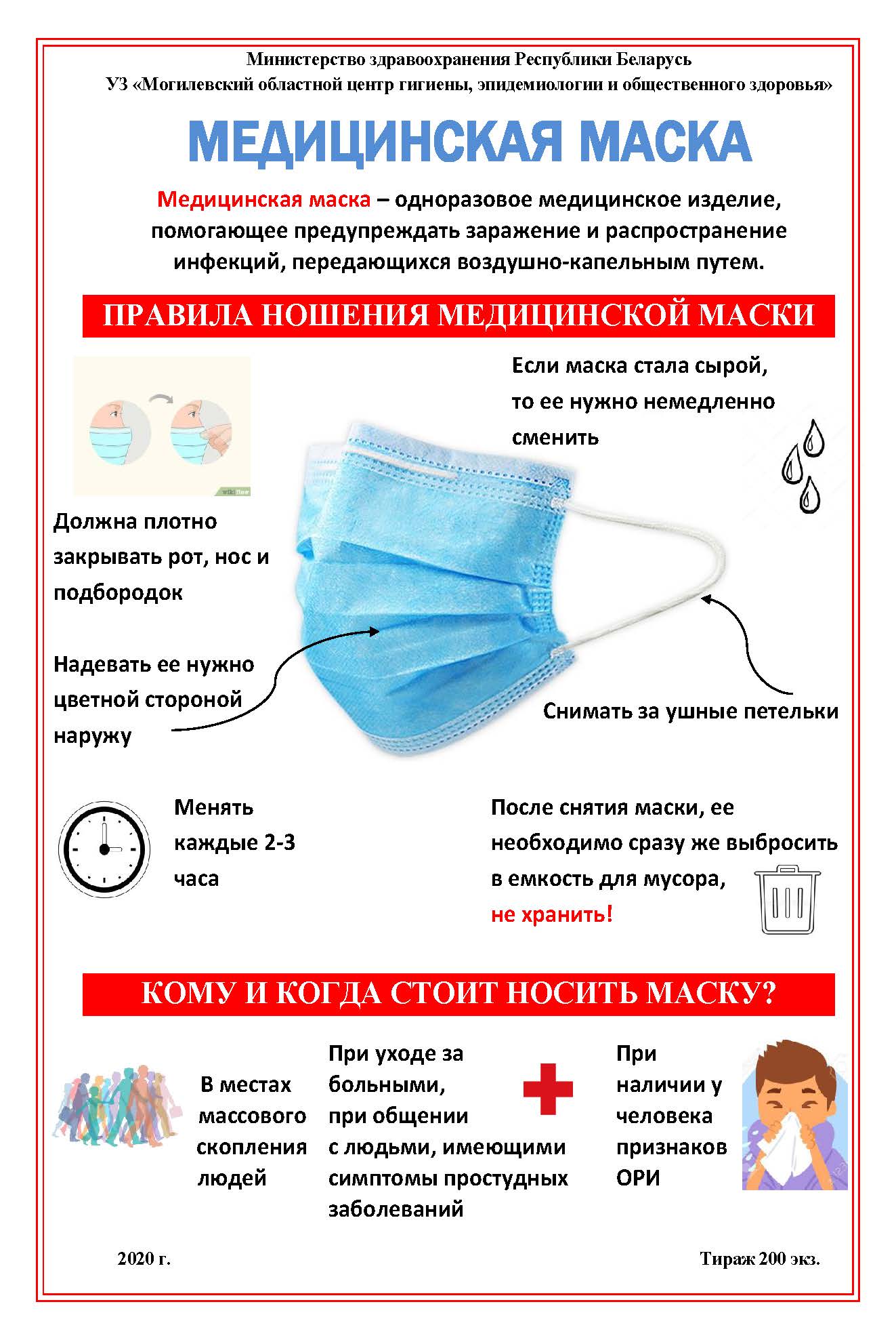 1 Памятка Медицинская маска правила ношения зонЦГЭ